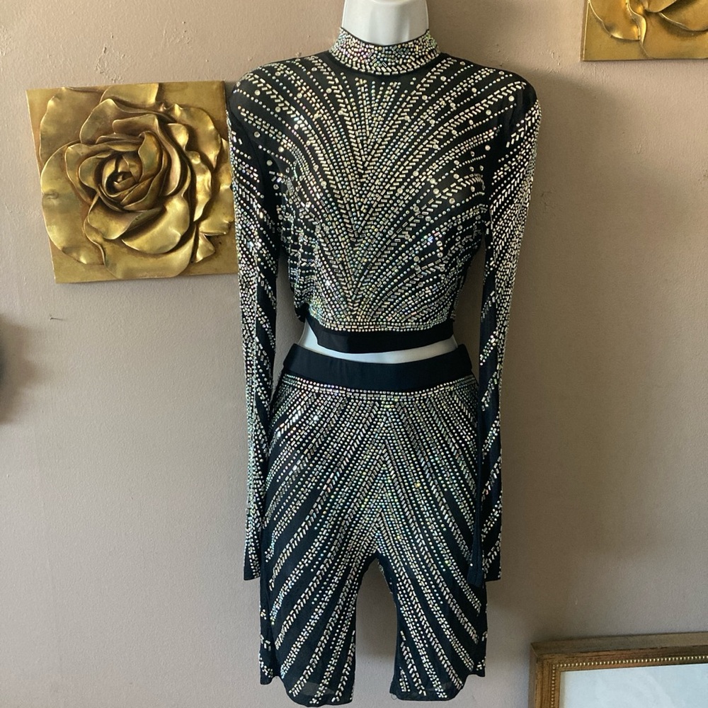 Banjul Black and Silver Mesh Embellished set